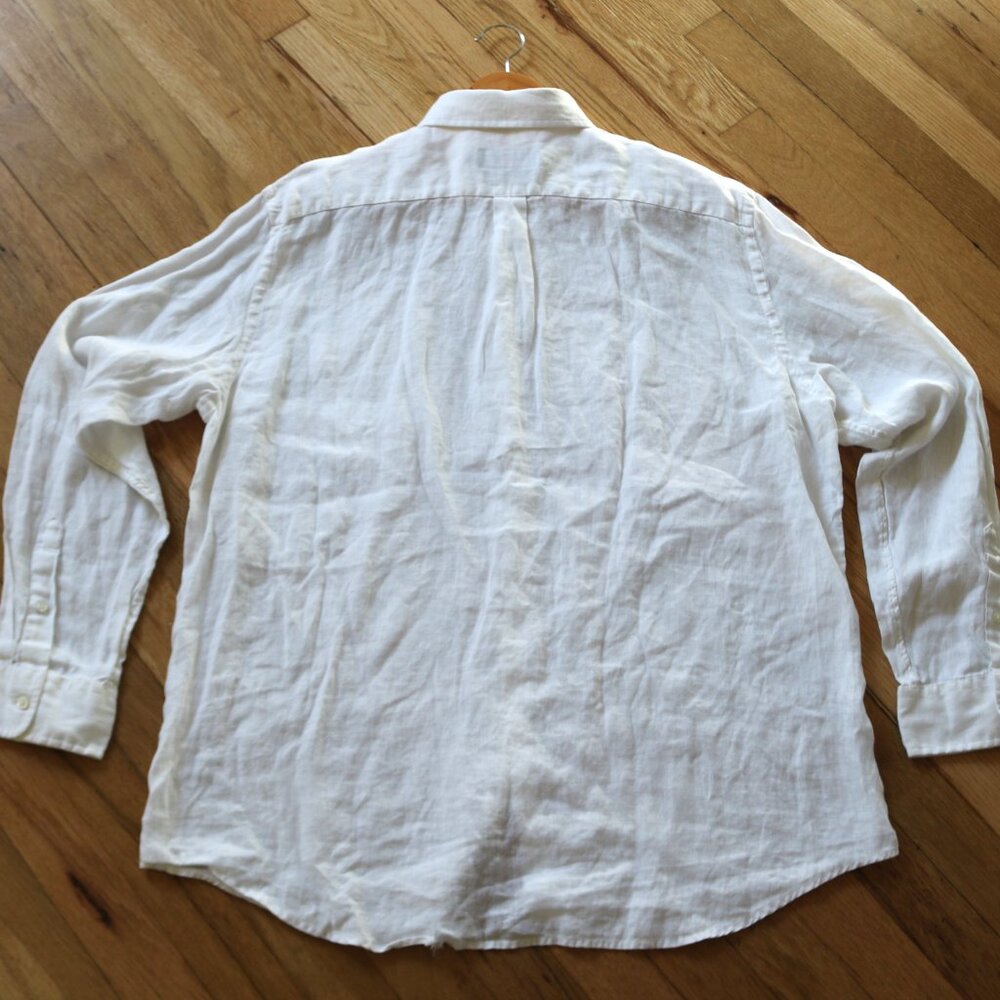 Vineyard Vines Shirt Men's L White Linen Classic Fit Long Sleeve Button Down - Picture 9 of 10